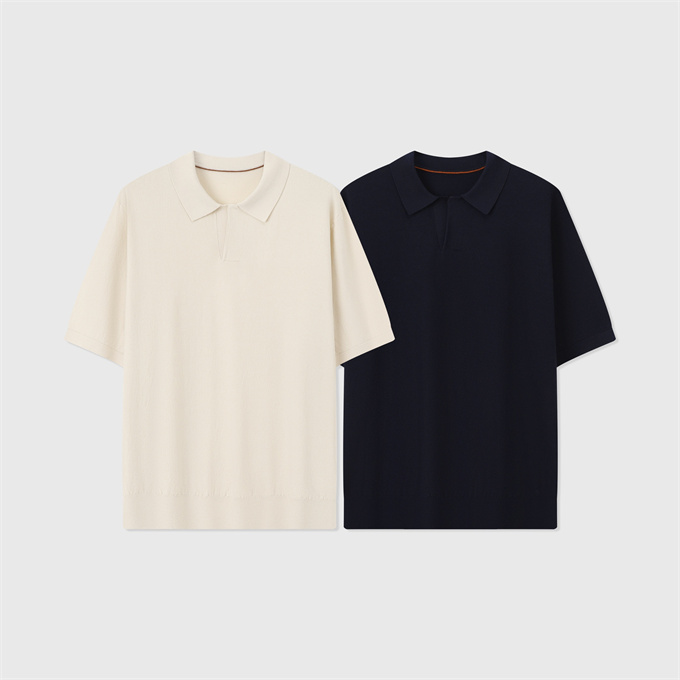 loro piana walkery notch collar knit short sleeve polo shirt